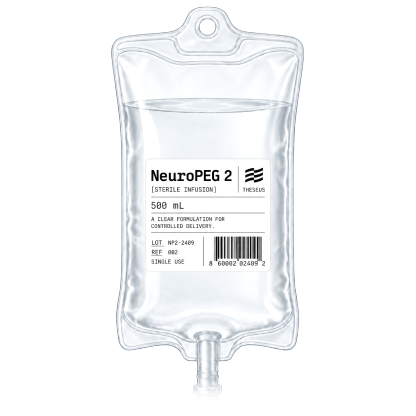 Concept illustration of an infusion bag labeled NeuroPEG 2
