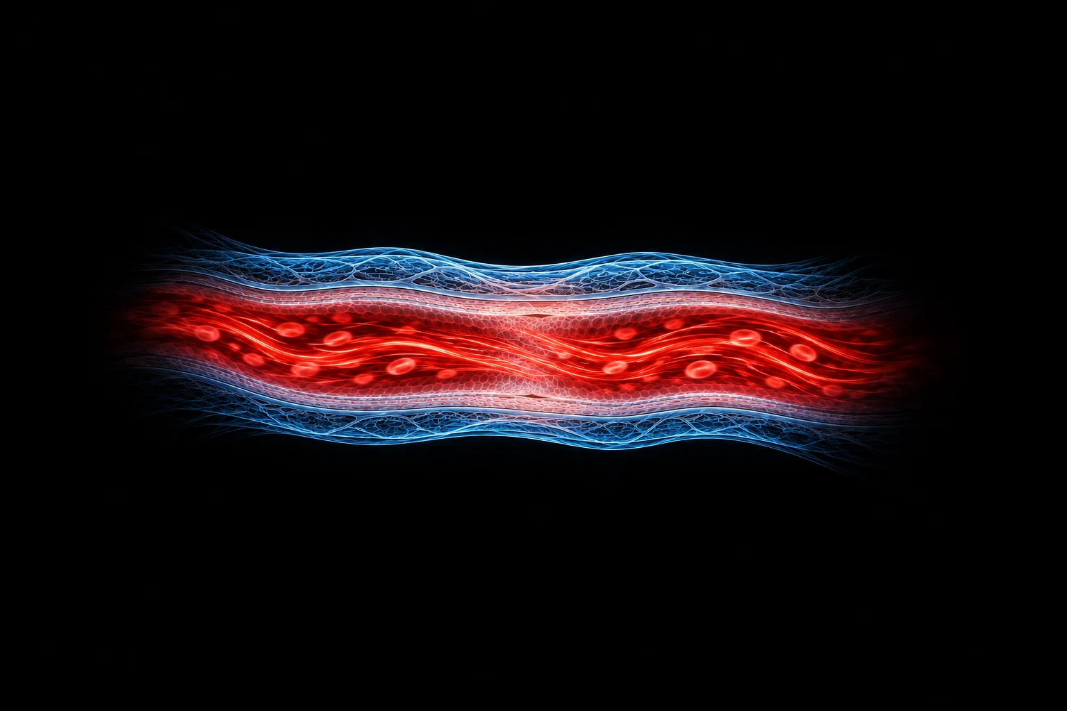 Conceptual illustration of a repaired blood vessel with an open channel.